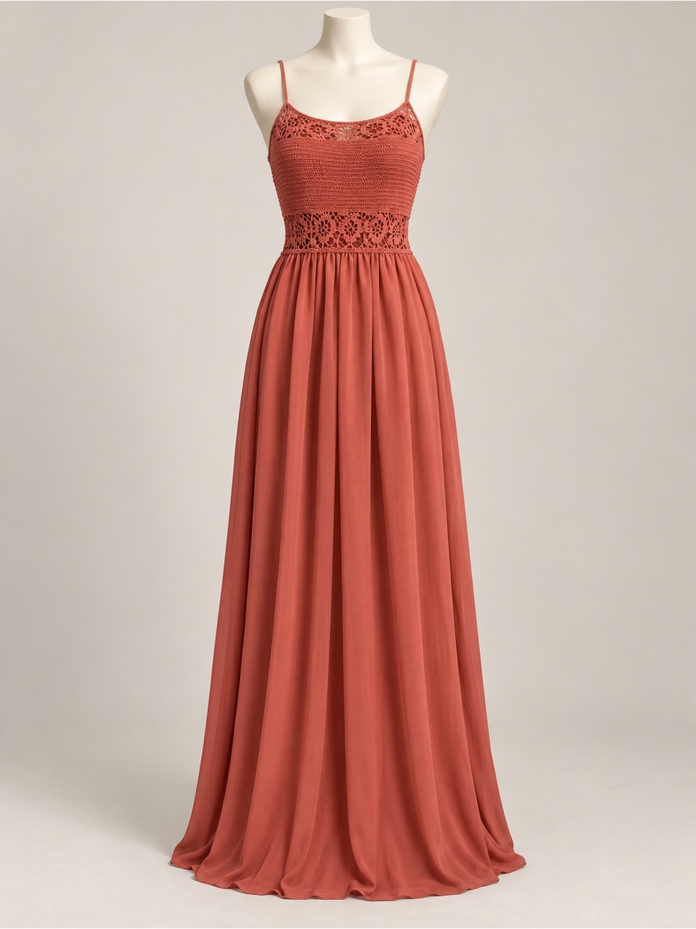 Promise Terracotta Crochet Bodice Maxi Dress
